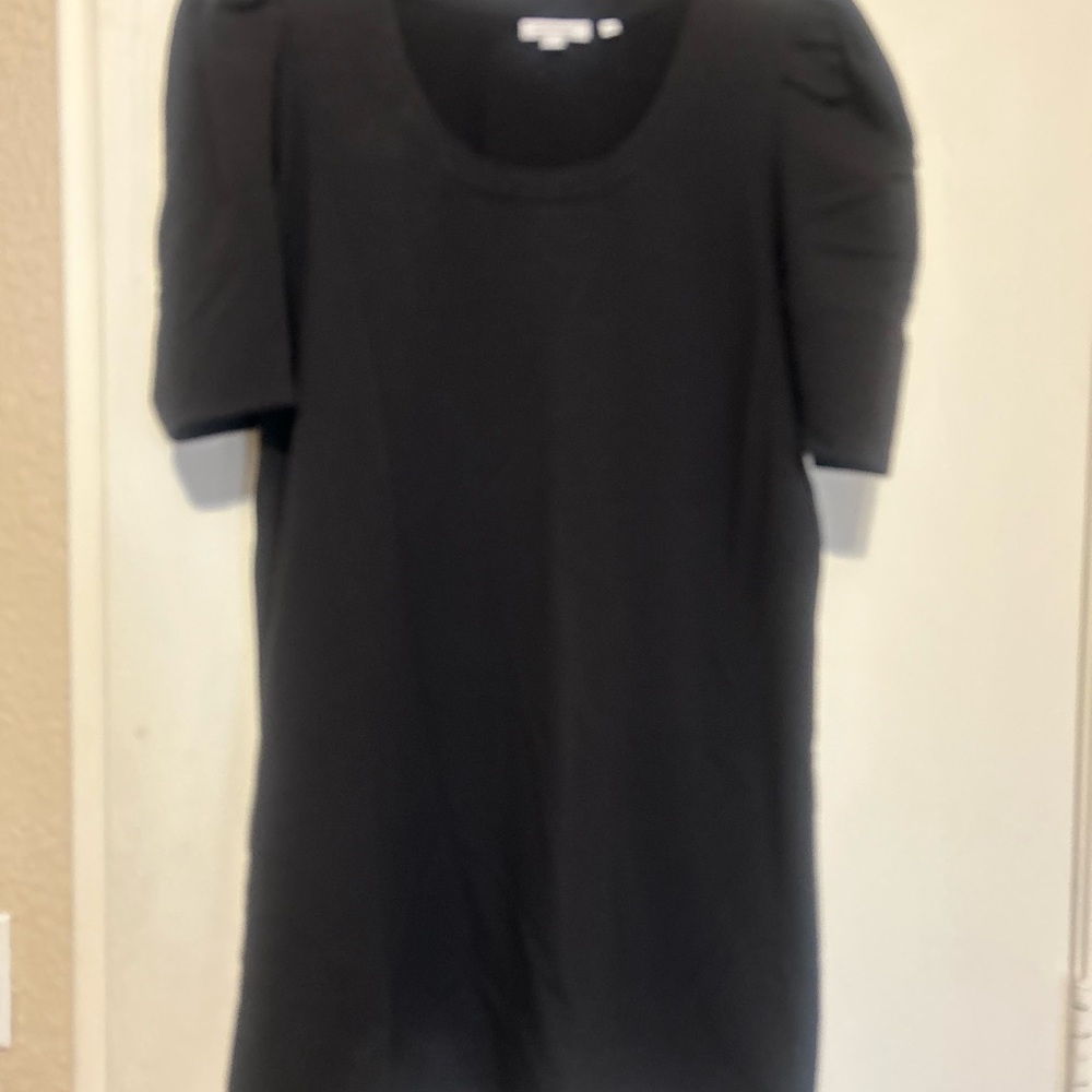 Chico's Black Ruched Short Sleeve T-Shirt